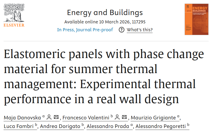 Journal paper about PCM elastomeric panels integrated in wall assembly