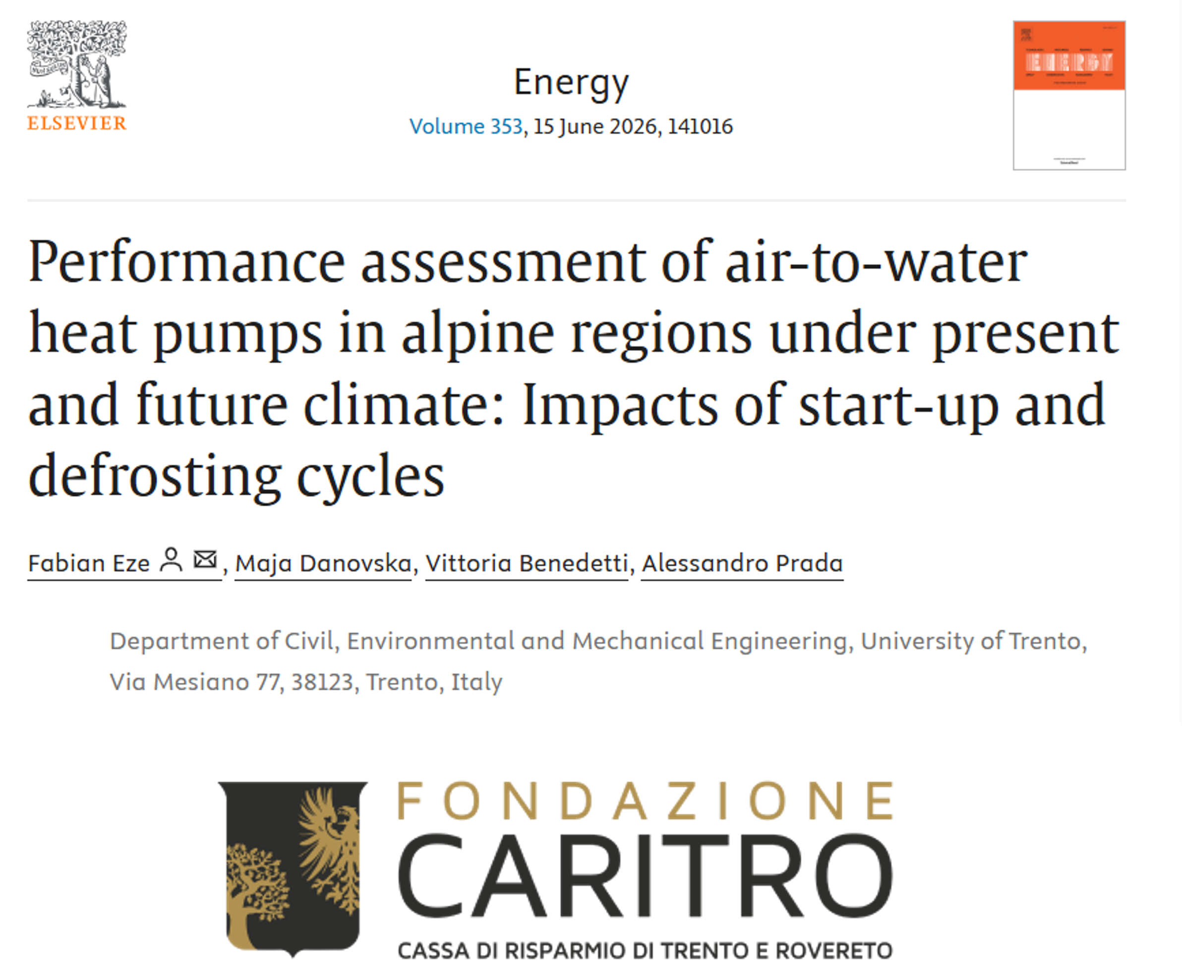 Journal paper on air-to-water heat pump performance in alpine regions under climate change